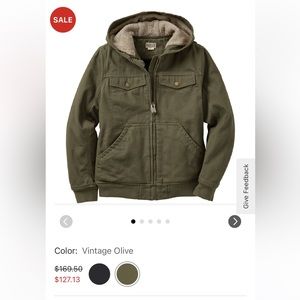 Duluth Women's Superior Fire Hose Hooded Jacket in vintage olive